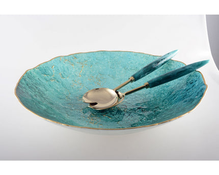 Turquoise gesneden met gouden rand 40 cm