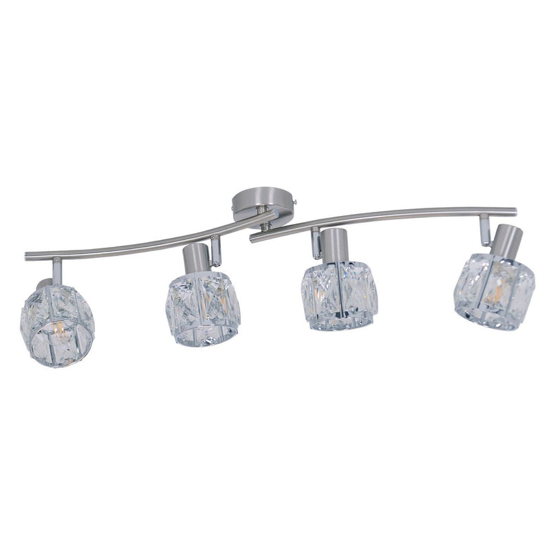 4-geleide plek "Josefa" met E14-versie Filament, metalen plafondlamp en glas in roestvrijstalen look, met E14-versie Filamentlampen inbegrepen, lamp voor woonkamer, eetkamer, gang of gang 70 x 8 cm