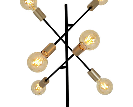 Staande lamp "Modo" gemaakt van zwart in zwart, versies in goud, E27 -aansluiting, vloerlamp voor woonkamer, eetkamer, keuken, gang, gang of kantoor, 150 x 49 cm