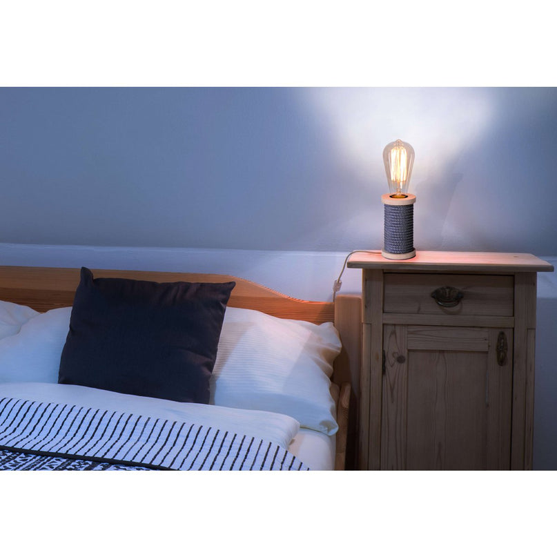 Tafellamp Max. 12 cm hoog, decoratieve tafellamp gemaakt van metaal en plastic en textielmateriaal in zwart, wit, E27 -aansluiting, tafellamp voor eetkamer, keuken, kinderkamer, gang