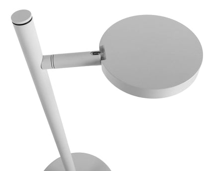LED draadloze tafellicht "Lupa", 45 cm hoog, gemaakt van gelakte aluminium (wit) en wit plastic, LED geïntegreerde, dimbare, aanraaksensor.
