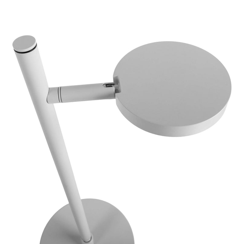 LED draadloze tafellicht "Lupa", 45 cm hoog, gemaakt van gelakte aluminium (wit) en wit plastic, LED geïntegreerde, dimbare, aanraaksensor.