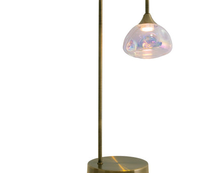 LED -tafellamp "Varna", tafellamp gemaakt van messing -gekleurd metaal en iriserend glas, stevig ingebouwd -in LED's, 45 cm hoog, stijlvolle verlichting voor woonkamer, eetkamer of gang
