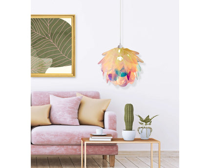 Hanger lamp "fora" gemaakt van metaal en iriserend plastic, e27 socket, verlichting voor woonkamer, eetkamer en kantoor, Ø40 cm
