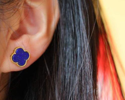 Minimalistische Lapis Lazuli Lucky Clover Ear Studs