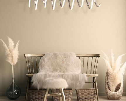 LED -plafondlamp "Belleza", moderne metalen plafondlamp en plastic in nikkel mat en wit, met stevig gebouwd -in LED's, 100 cm lang. De ideale verlichting voor woonkamer, eetkamer of keuken.