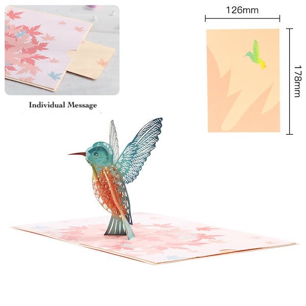 3D -kaart - Hummingbird Birthday Card