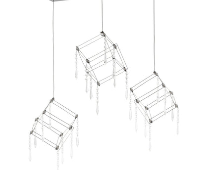 Led hanger lamp "Araneus" metaal en plastic in chroom, met stevig ingebouwde leds, 80 cm lang, verlichting voor woonkamer, eetkamer of kantoor