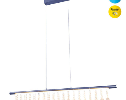 Led hanglamp "nobilis" lengte ongeveer 100 cm, gemaakt van metaal en plastic in grijs, met stevig gebouwd -in LED's, verlichting voor woonkamer, eetkamer of kantoor