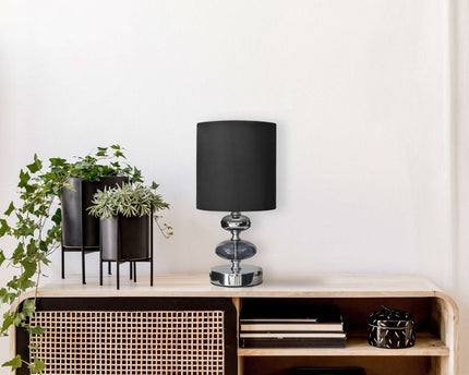 Stof, tafellamp "mali", tafellampje, textiel in zwart, met e14 -aansluiting, voor eetkamer, woonkamer, gang of kantoor, tafellamp voor woonkamer of eetkamer, bedlamp 28,5 cm hoog
