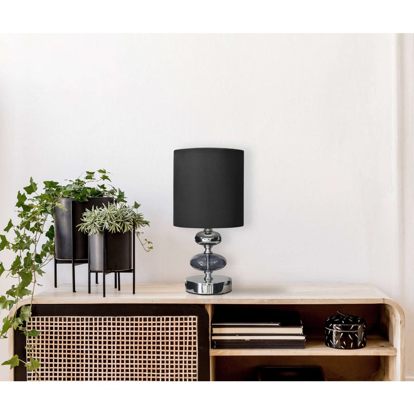 Stof, tafellamp "mali", tafellampje, textiel in zwart, met e14 -aansluiting, voor eetkamer, woonkamer, gang of kantoor, tafellamp voor woonkamer of eetkamer, bedlamp 28,5 cm hoog
