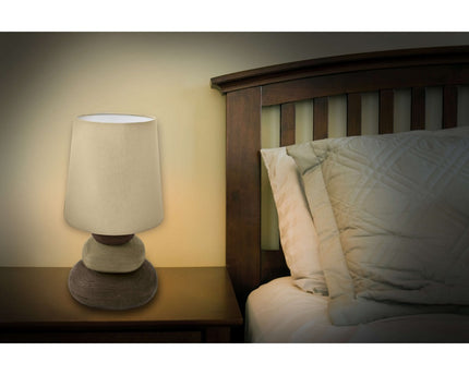 Keramische tafellamp "Stoney", tafellamp gemaakt van keramiek, natuur, met E14 -versie, tafellamp voor eetkamer, woonkamer, gang of kantoor, of als een bedlamp, 31 cm hoog