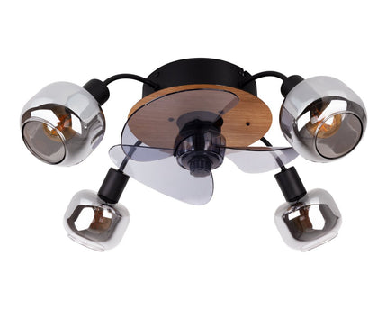 Plafondlamp inclusief ventilator "fumoso", in zwart, bruin en natuur, voor E27, Ø 51 cm