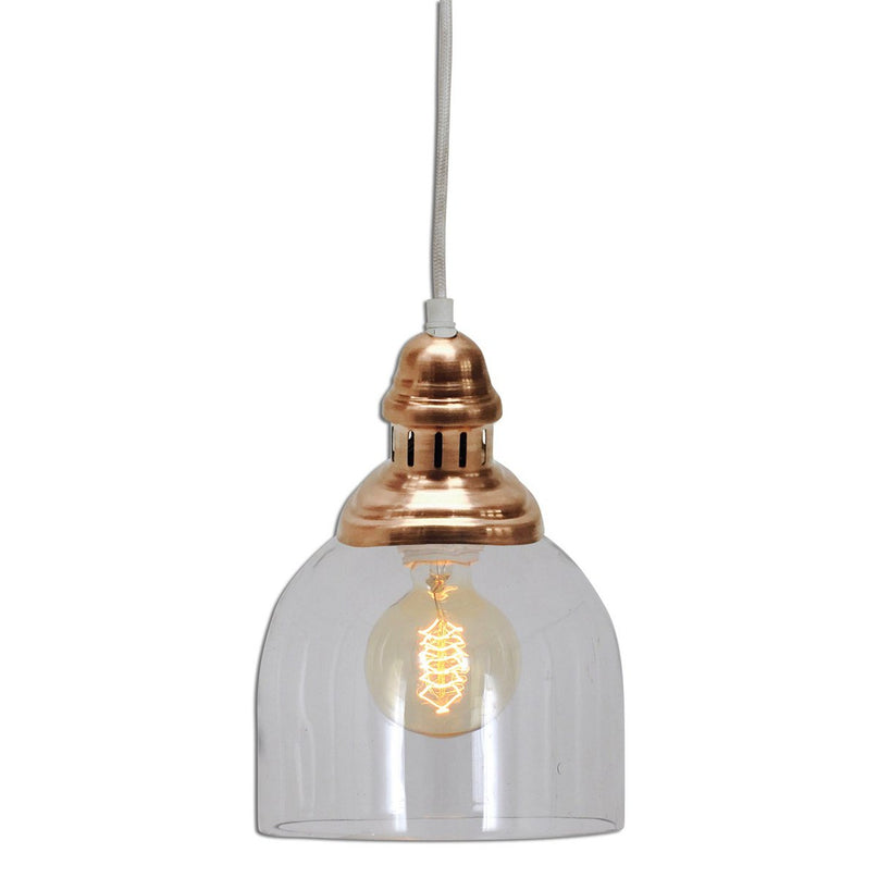 Glazen hanglamp "Mumbai", retro klassiek gemaakt van metaal en glas in koper, E27