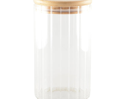 9x9x15cm glas- en houten opbergpot