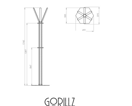 Gorillz Molto - Industrieel - Staande Kapstok - 14 Kapstokhaken - Blauw - Metaal