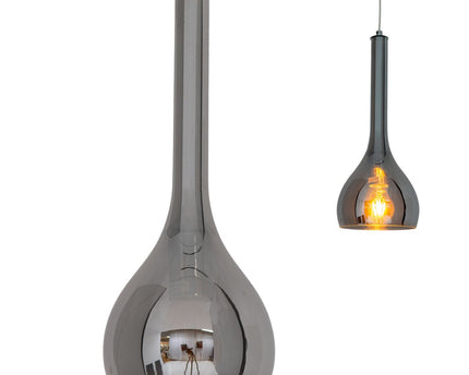 Hanger lamp "vaso", hintlamp gemaakt van metaal en rookglas in antraciet, E27 -aansluiting, voor eetkamer, woonkamer, hal of kantoor, met een Øvon 16 cm