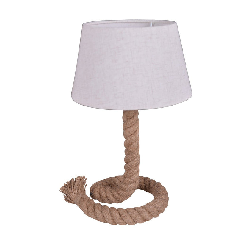 Tafellamp met tekstblazer "touw", tafellamp gemaakt van metaal, plastic, jute en textiel in wit, met E14 -versie, voor woonkamers, gang of kantoor, 40 cm hoog