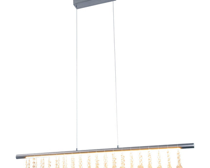 Led hanglamp "nobilis" lengte ongeveer 100 cm, gemaakt van metaal en plastic in satijnnikkel, met stevig ingebouwde LED's, verlichting voor woonkamer, eetkamer of kantoor