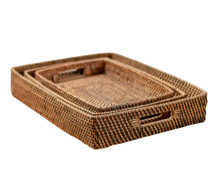 Rechthoekig rotan dienblad | Dienblad | Groot Decoratief Dienblad AMAHAI Bruin (3 maten)