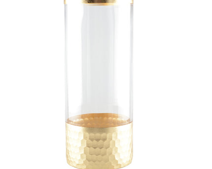 Transparante en gouden vaas H30cm