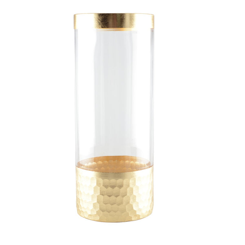 Transparante en gouden vaas H30cm