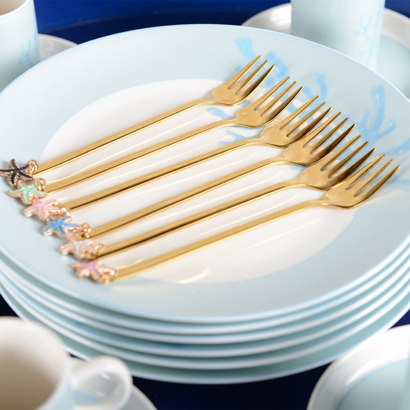Star Golden Dessert Forks - veel van 6