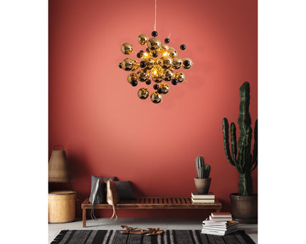 Hanger lamp "explosie" van metaal en glas, G9 -versies, hangende lamp voor eetkamer, woonkamer, gang of kantoor, Øca. 65 cm