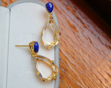 Fancy Clear Quartz Crystal Waterdrop oorbellen