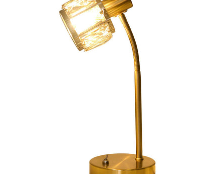 LED -tafellamp "Josefa", tafellamp gemaakt van goud en glas in goud, met E14 -aansluiting, voor eetkamer, woonkamer, gang of kantoor, voor woonkamer, eetkamer of als bedlamp, 34,5 x 17,5 cm