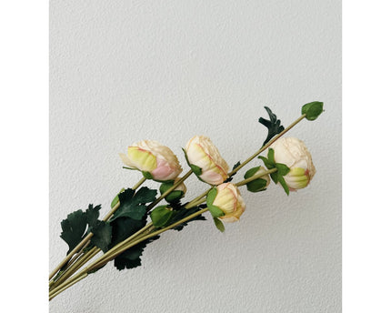 9-stengelige Mica Decorations Ranonkels Kunstbloemen Boeket / Lengte 55cm /Champagne