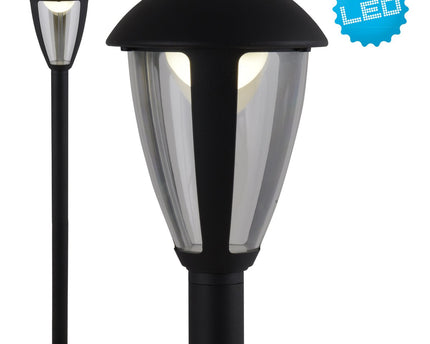 LED Buitenbasisbasis "Clint", gemaakt van metaal en plastic in het zwart, met geïntegreerde LED, padlichten