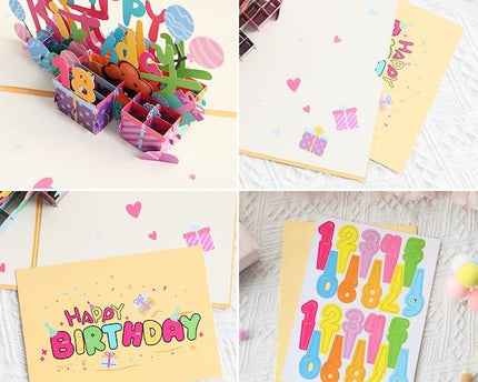 3D -kaart - Happy Birthday Letters Card