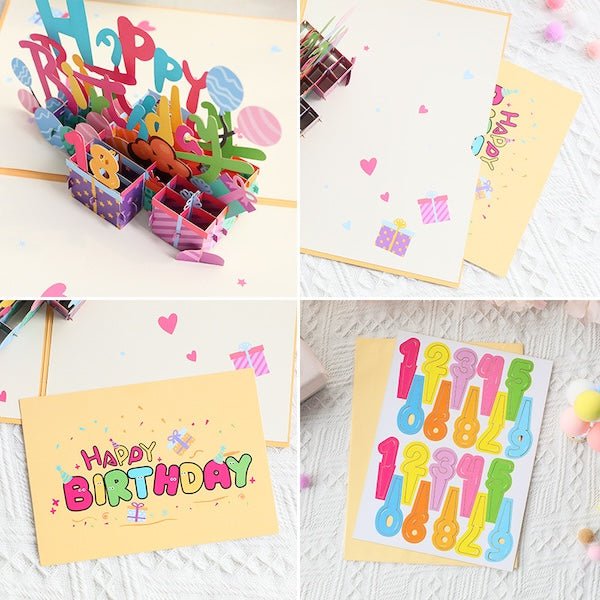 3D -kaart - Happy Birthday Letters Card