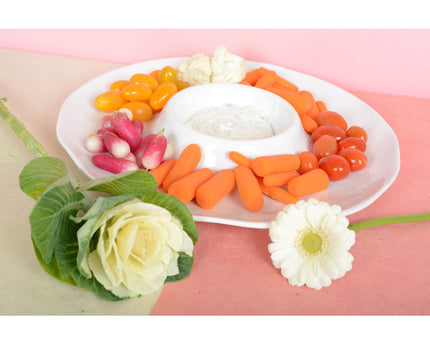 Aperitif Dish -chip en witte dip in melamine 35x35x3cm