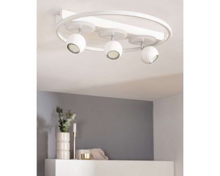 3 Spot LED -plafondlamp "Ronda" Ø 50 cm, gemaakt van metaal en plastic, wit, GU10, vlekken binnen