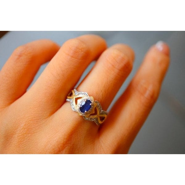 Sapphire Crown Ring - Real Sapphire - verstelbaar