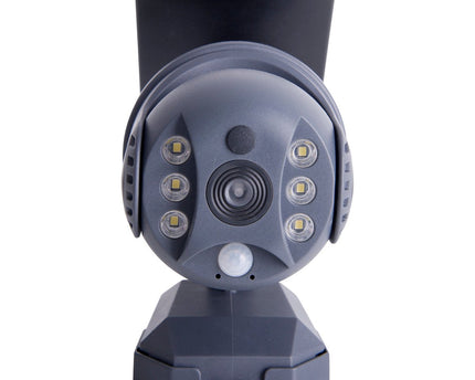 LED -zonne -buitenwandlamp "Moho" met bewegingsdetector en beveiligingscamera -vouw, wandlicht gemaakt van plastic in grijs, met geïntegreerde LED