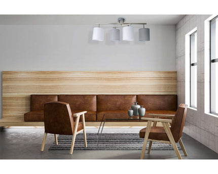 4 plafondlamp "tilde", klassieke metalen plafondlamp en textiel in grijs met E27 -aansluiting, 82 cm lang, de paraplu's zijn verstelbaar, ideaal voor woonkamer, eetkamer en slaapkamer
