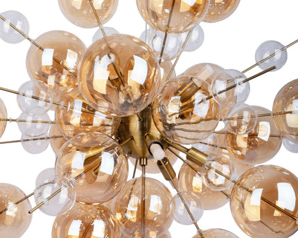 Hanger lamp "explosie" barnsteen gemaakt van metaal en glas, G9 -versies, hangende lamp voor eetkamer, woonkamer, gang of kantoor, hangende lamp ØCA. 65 cm