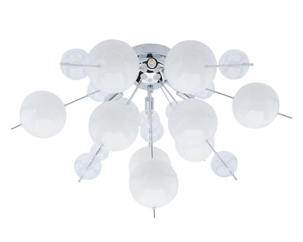 Plafondlamp "explosie" wit gemaakt van metaal en glas, G9 -versies, plafondlamp voor eetkamer, woonkamer, gang of kantoor, Ø57 cm
