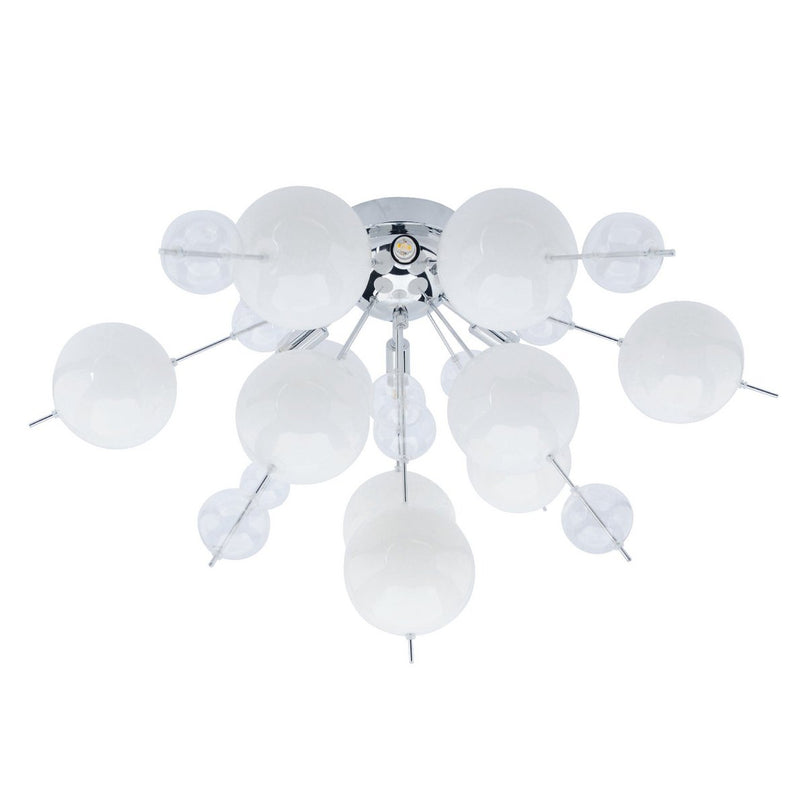 Plafondlamp "explosie" wit gemaakt van metaal en glas, G9 -versies, plafondlamp voor eetkamer, woonkamer, gang of kantoor, Ø57 cm