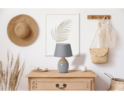 Keramische tafellamp "Talia", tafellamp, keramiek, beige/grijs, met E14 -aansluiting, voor eetkamer, woonkamer, gang of kantoor, 31 cm hoog