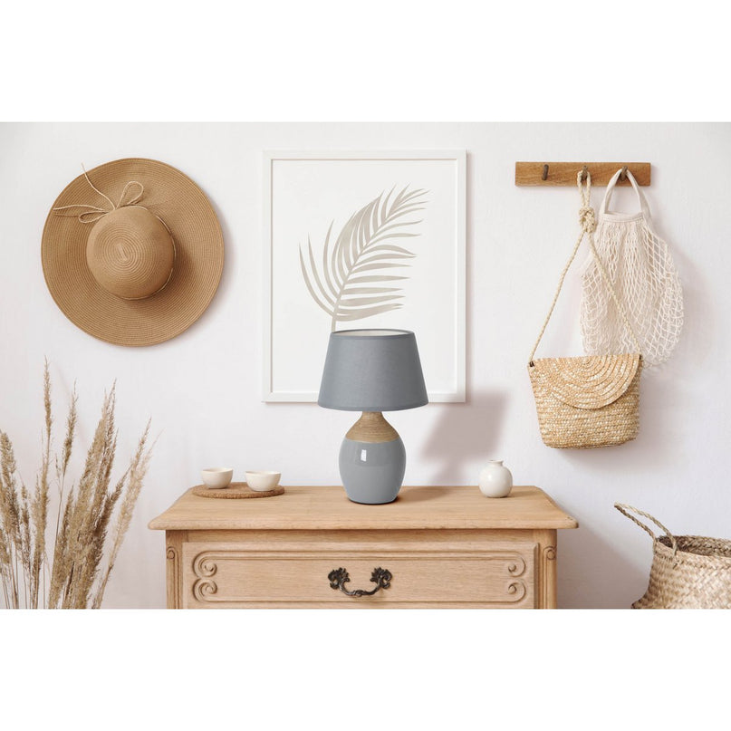 Keramische tafellamp "Talia", tafellamp, keramiek, beige/grijs, met E14 -aansluiting, voor eetkamer, woonkamer, gang of kantoor, 31 cm hoog