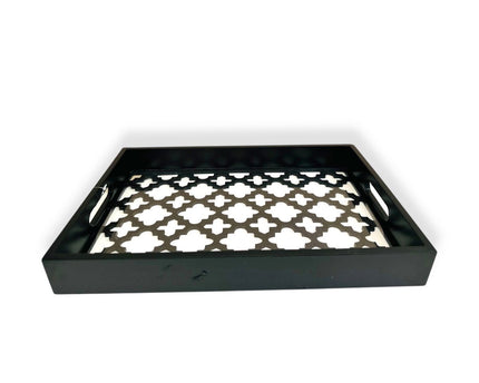 Zwart houten glazen dienblad