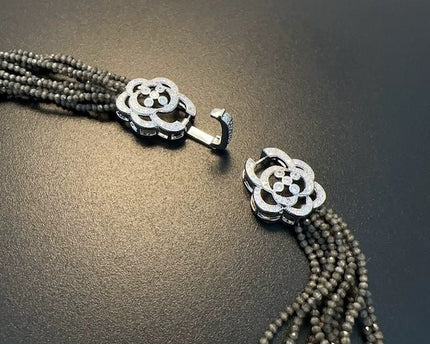 Gevlochten choker met cat's oogstenen kralen - Camille sluiting
