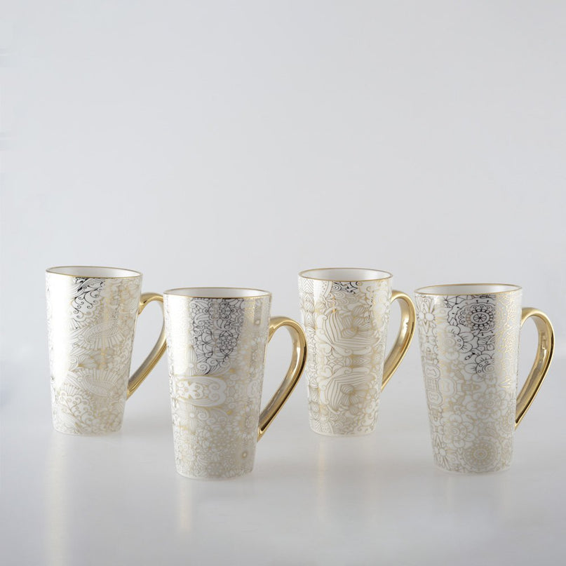 WITTE MOKKEN ABSTRACT ONTWERP - SET VAN 4