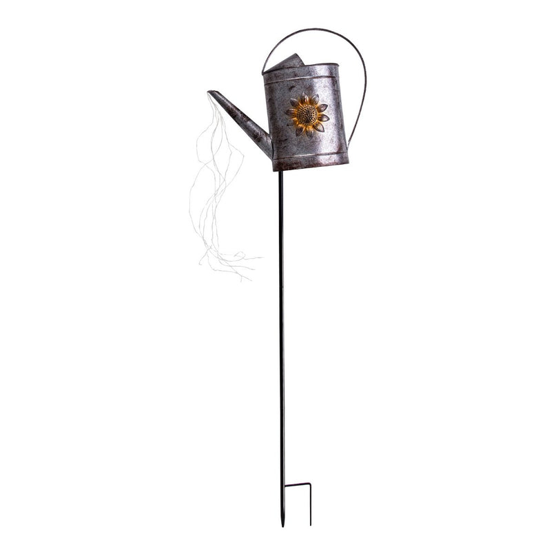LED Solar Earth Skeer (waterhond) H: 110 cm gegalvaniseerd, voor buiten, gemalen spies gemaakt van metaal en plastic in zilver, met geïntegreerde LED