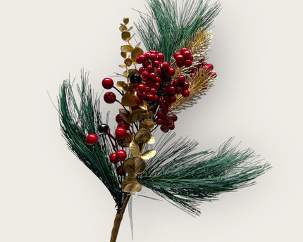 Kerstbloemcombinatie  | Zijden kunstbloem | Lengte 61cm  1pcs