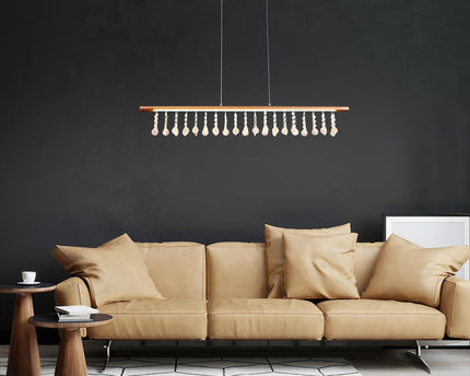 Led hanglamp "nobilis" lengte ongeveer 100 cm, gemaakt van metaal en plastic in goud, met stevig geïnstalleerde LED's, verlichting voor woonkamer, eetkamer of kantoor